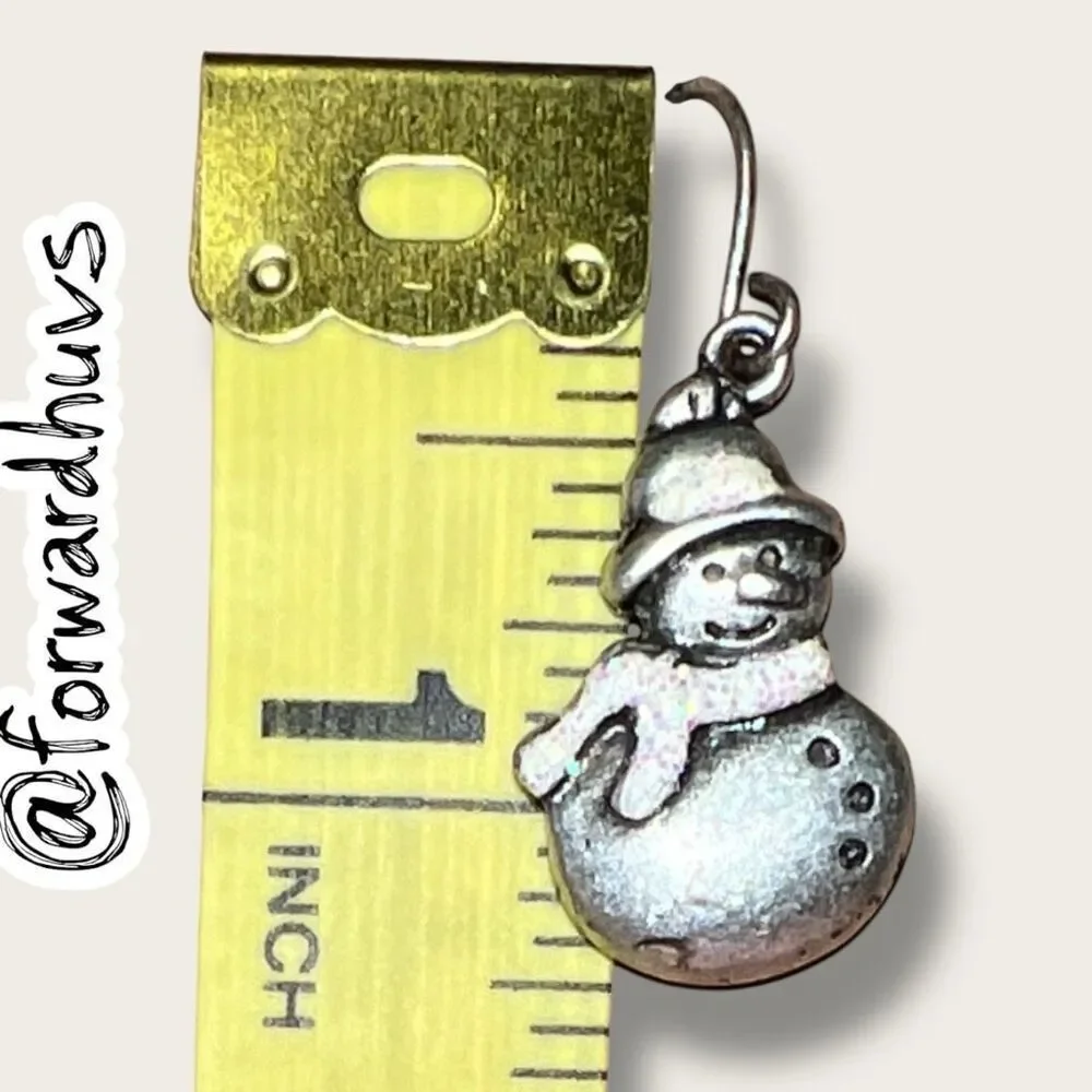 Bundle Sale 3 for $15 | Snowman Earrings – Silver Tone Dangle – Glitter Scarf De